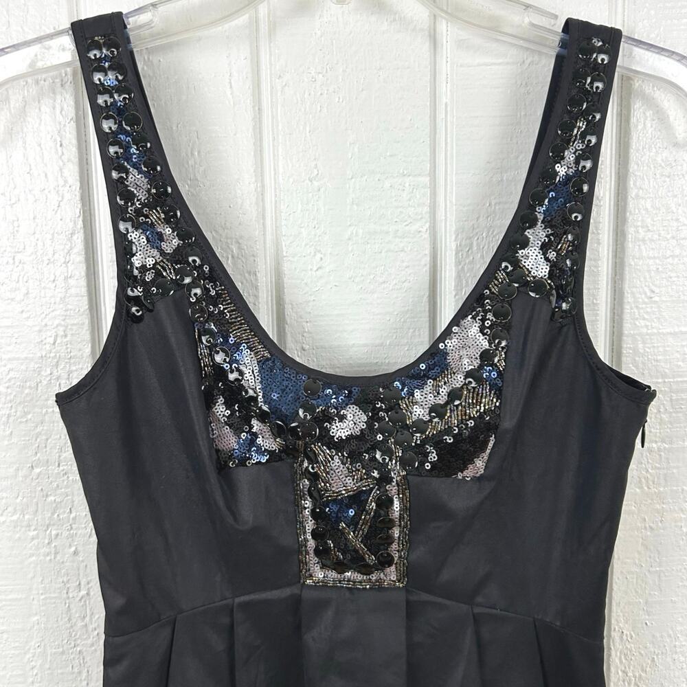 All Saints Sequin Mini Dress Black Cocktail Party Glam Sleeveless Women Size 2 - Picture 3 of 10